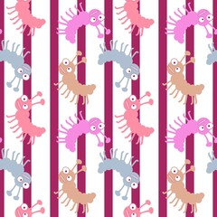 Fototapeta na wymiar Cartoon bugs seamless caterpillars pattern for wrapping paper and kids clothes print and fabrics and accessories