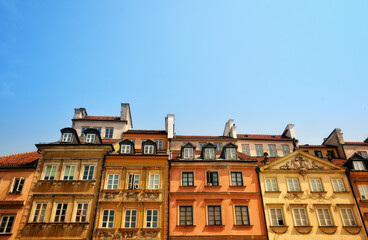 Fototapeta na wymiar Low angle view of historical buildings in Warsaw