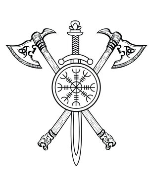Aegishjalmur viking Axe of awe runes vector