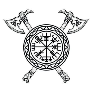 Aegishjalmur viking Axe of awe runes vector