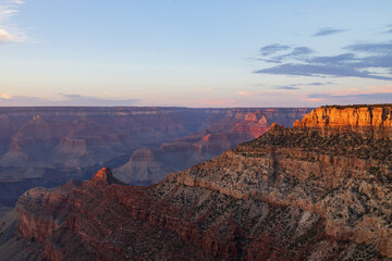Fototapeta na wymiar Sunset view from the South Rim into the Grand Canyon National Park, Arizona