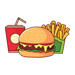 fast food burger and soda