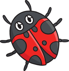 Fototapeta na wymiar Spring Ladybug Cartoon Colored Clipart 