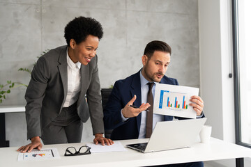 Business people show business analytics via video call
