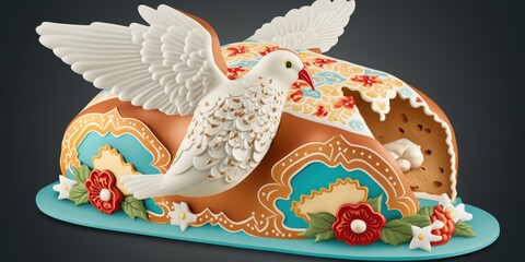 Italian Easter dove cake called colomba. Generative AI