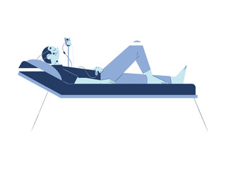Vector illustration of a logo of a person relaxing on a sofa with a drink in his hand