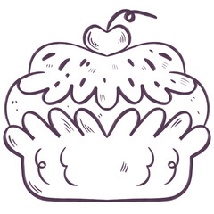 Illustration Cupcake Cartoon Doodle Sketch 