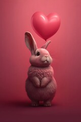 Obraz premium Valentine's Day Bunny with Balloon
