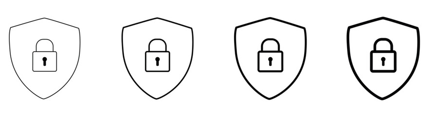 Shield icons set. Security shields logotypes. Security shield symbols. Vector illustration