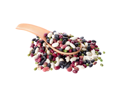 grains mix beans in wood spoon isolated on transparent png
