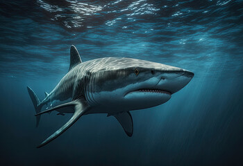 Fototapeta premium shark in the sea created with Generative AI technology