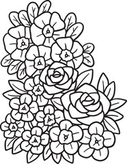 Rose Flower Isolated Coloring Page for Kids