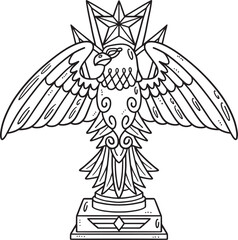 Memorial Trophy Isolated Coloring Page for Kids