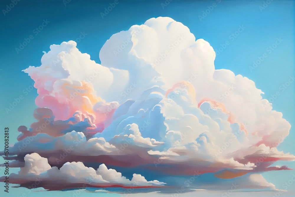 Wall mural a painting of a sky with clouds and a sky background with a white and blue sky and clouds and a blue