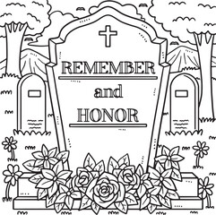 Memorial Day Remember and Honor Coloring Page