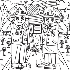 Memorial Day Soldier Hand Salute Coloring Page 