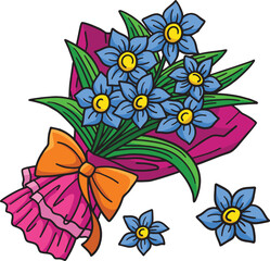 Spring Flower Bouquet Cartoon Colored Clipart 