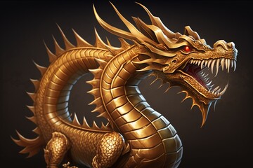 Legendary Golden Dragon. Generative AI