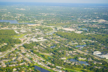 Obraz premium Aerial view of beautiful house and community in Tampa, Florida 