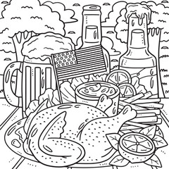 Memorial Day Thanks Giving Dinner Coloring Page 