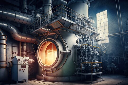 Chemical Reactor In A Factory Producing High-pressure High-temperature Reactions, Concept Of Catalyst And Process Optimization, Created With Generative AI Technology