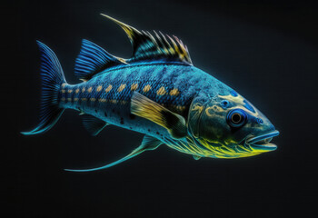 fish in the blue ocean created with Generative AI technology