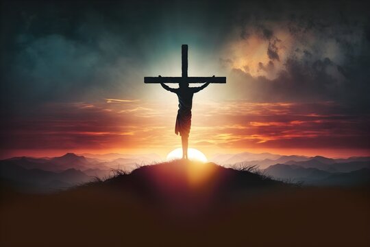 High resolution image of the passion of Jesus Christ. Generative AI.