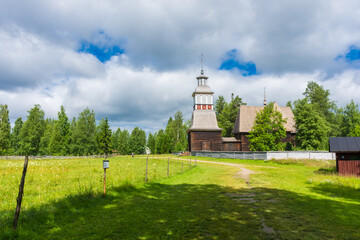 Petajavesi wooden church by the lake, Finland