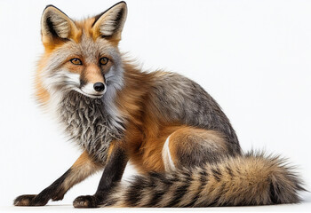 Fototapeta premium fox on white studio background created with Generative AI technology