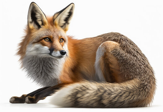 fox on white studio background created with Generative AI technology