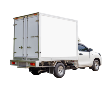 Cargo delivery truck with clipping path on white background, Cargo van delivery truck vehicle template mockup