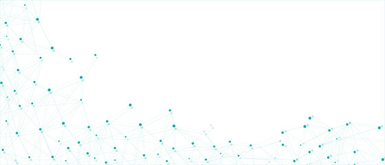 Teal network. Abstract connection on white background. Network technology background with dots and lines for desktop. Ai system background. Modern abstract concept. Line background, network technology