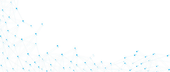 Blue network. Abstract connection on white background. Network technology background with dots and lines for desktop. Ai system background. Abstract concept. Line background, network technology