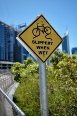 Slippery Bike when wet sign