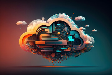 Cloud computing concept illustration - Generative AI