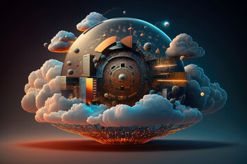 Cloud computing concept illustration - Generative AI