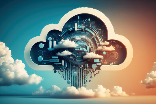 Cloud computing concept illustration - Generative AI