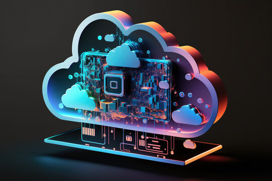 Clound computing concept illustration - Generative AI