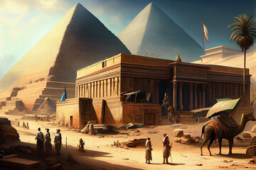 digital illustration of a scene from ancient egypt, ai generated - obrazy, fototapety, plakaty