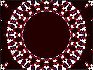 Abstract, Large Circular Wheel, with Intricate Patterns, and Shapes, within a Border