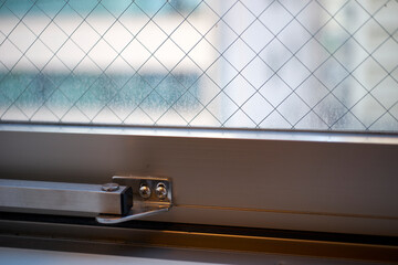 サッシ・窓・網入りガラス・枠・アップ