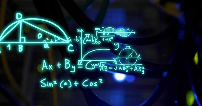 Animation of mathematical equations over server room