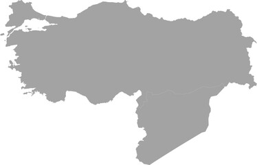 Gray Map of Turkey and Syria