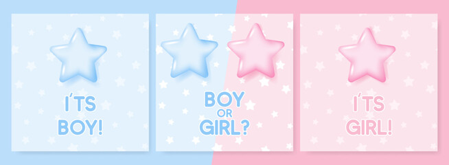 Baby shower stickers. Its a boy card. its a girl card. Boy or Girl. Vector baby shower postcard