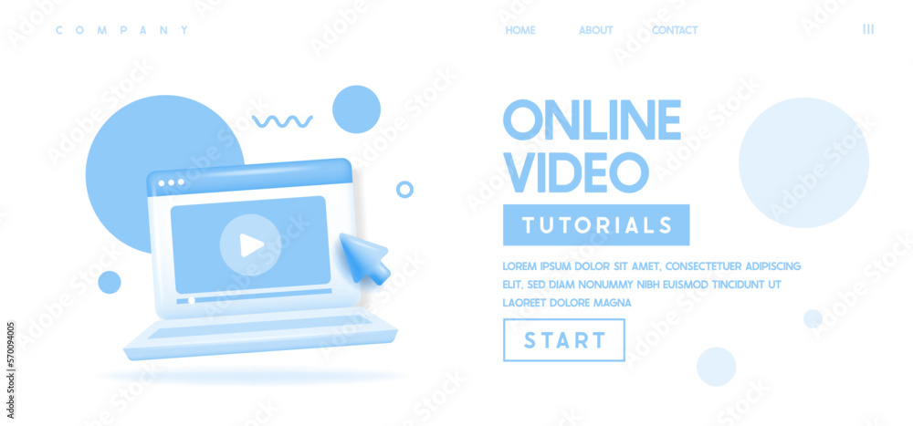 Aufkleber 3d video player isolated on light background. video service, player app. trendy and modern vector in