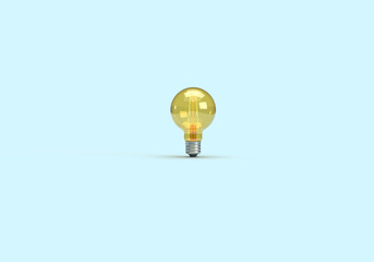A light bulb on a blue background. 3d render on the topic of business, work, technology, development. Modern minimal style.