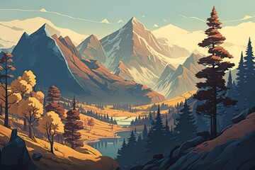 Mountainous setting, gentle morning light, and expansive view. Generative AI