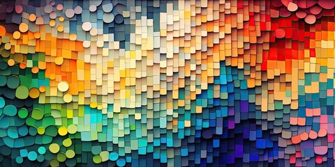 Colorful rainbow vivid mosaic of paper art background. Abstract glass glowing design. Unique digital concept texture wallpaper. Paper art.