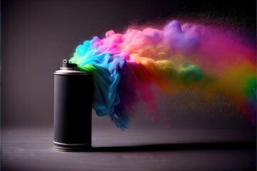 Colorful rainbow spray paint in a spectrum of colors by generative AI