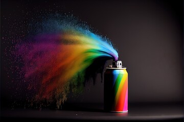 Colorful rainbow spray paint in a spectrum of colors by generative AI - obrazy, fototapety, plakaty